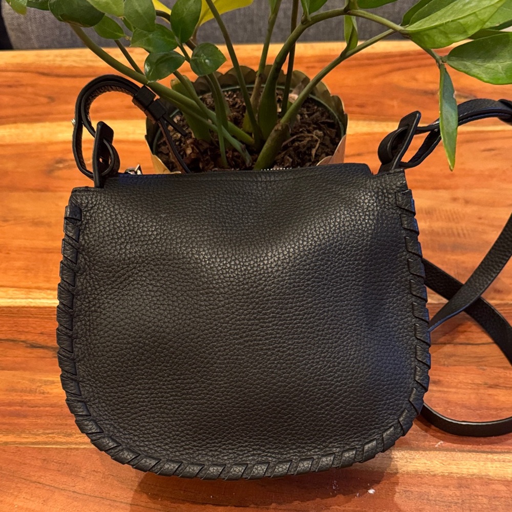 All Saints Black Leather Shoulder/Crossbody Bag